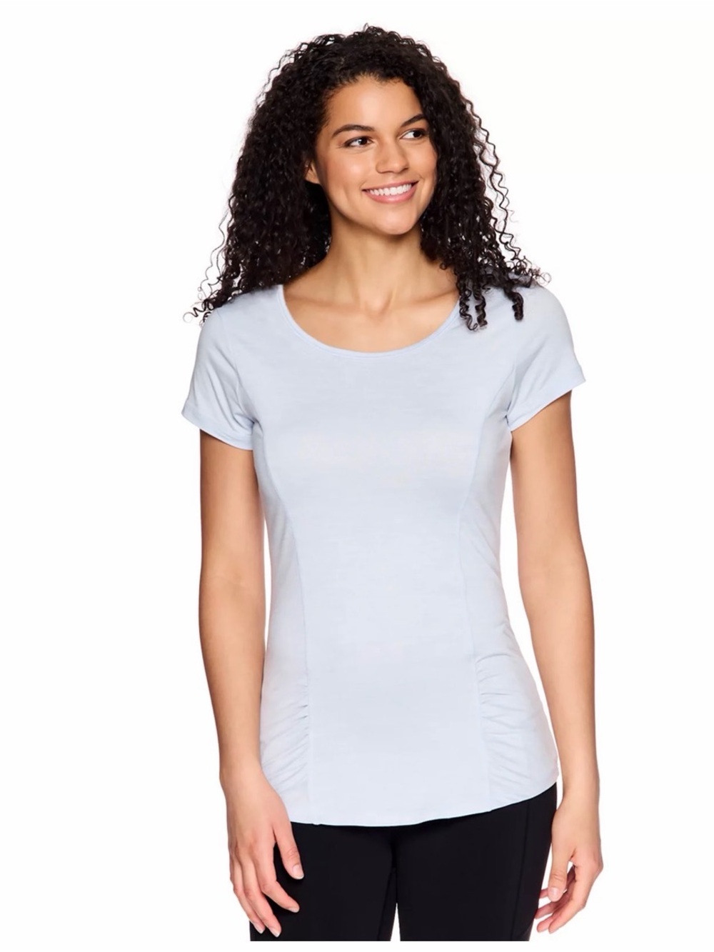 GAIAM Light Blue Scoop-Neck Short Sleeve yoga Tee